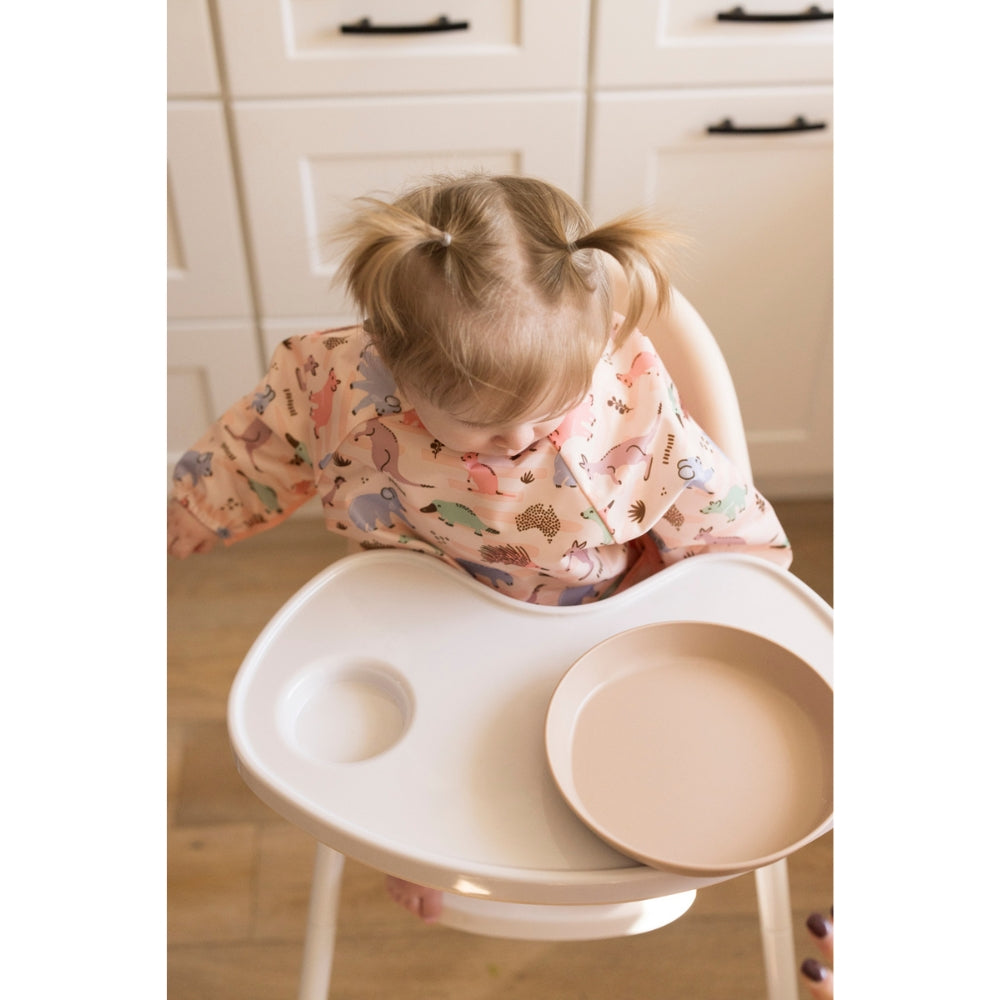 Tiny Twinkle - Mess Proof Long Sleeve Bibs - Aussie Animals Pink