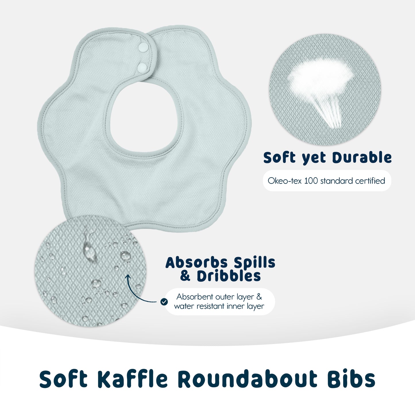 Tiny Twinkle - Kaffle™ 花瓣形防水围嘴口水巾 3 Pack - Slate Set
