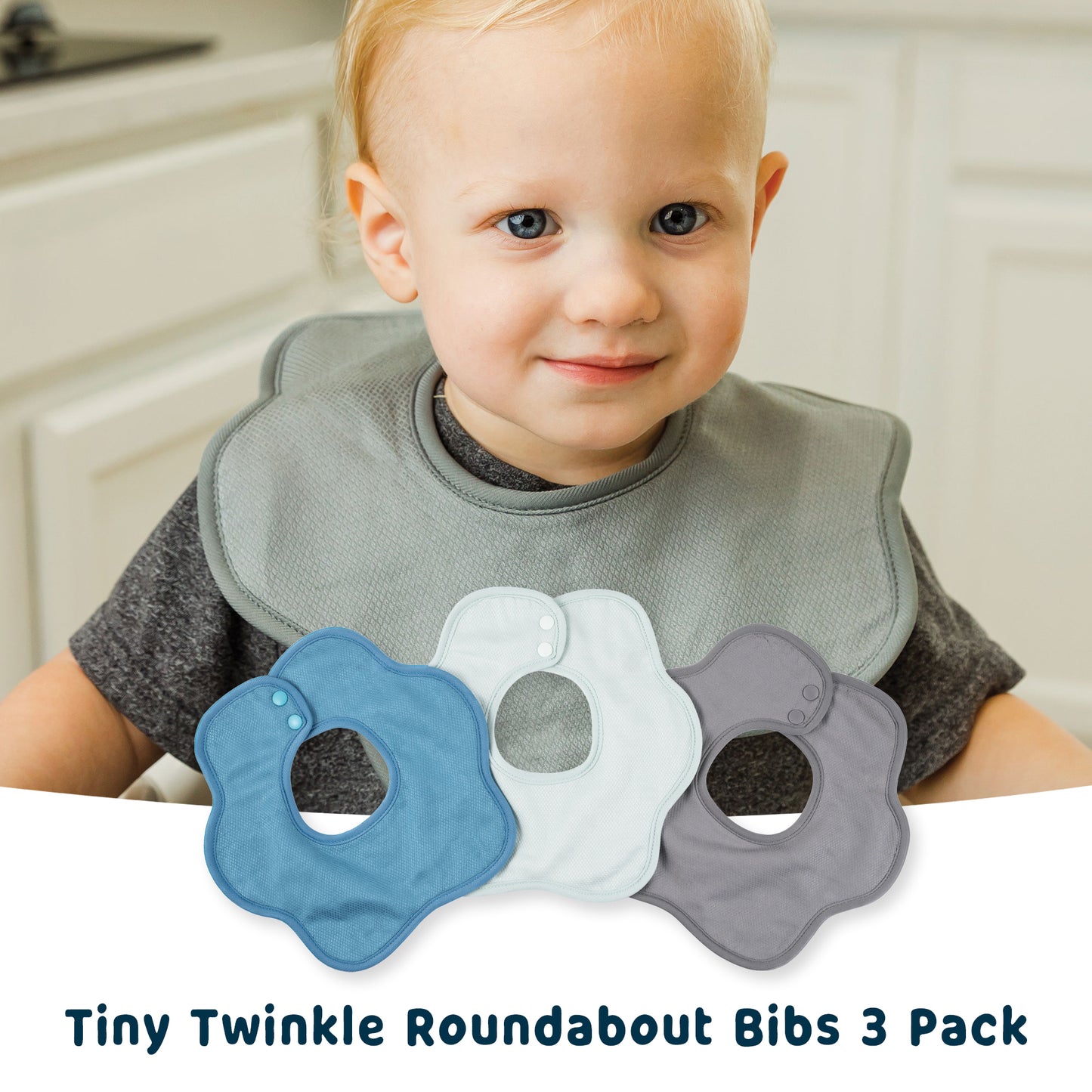 Tiny Twinkle - Kaffle™ 花瓣形防水围嘴口水巾 3 Pack - Slate Set
