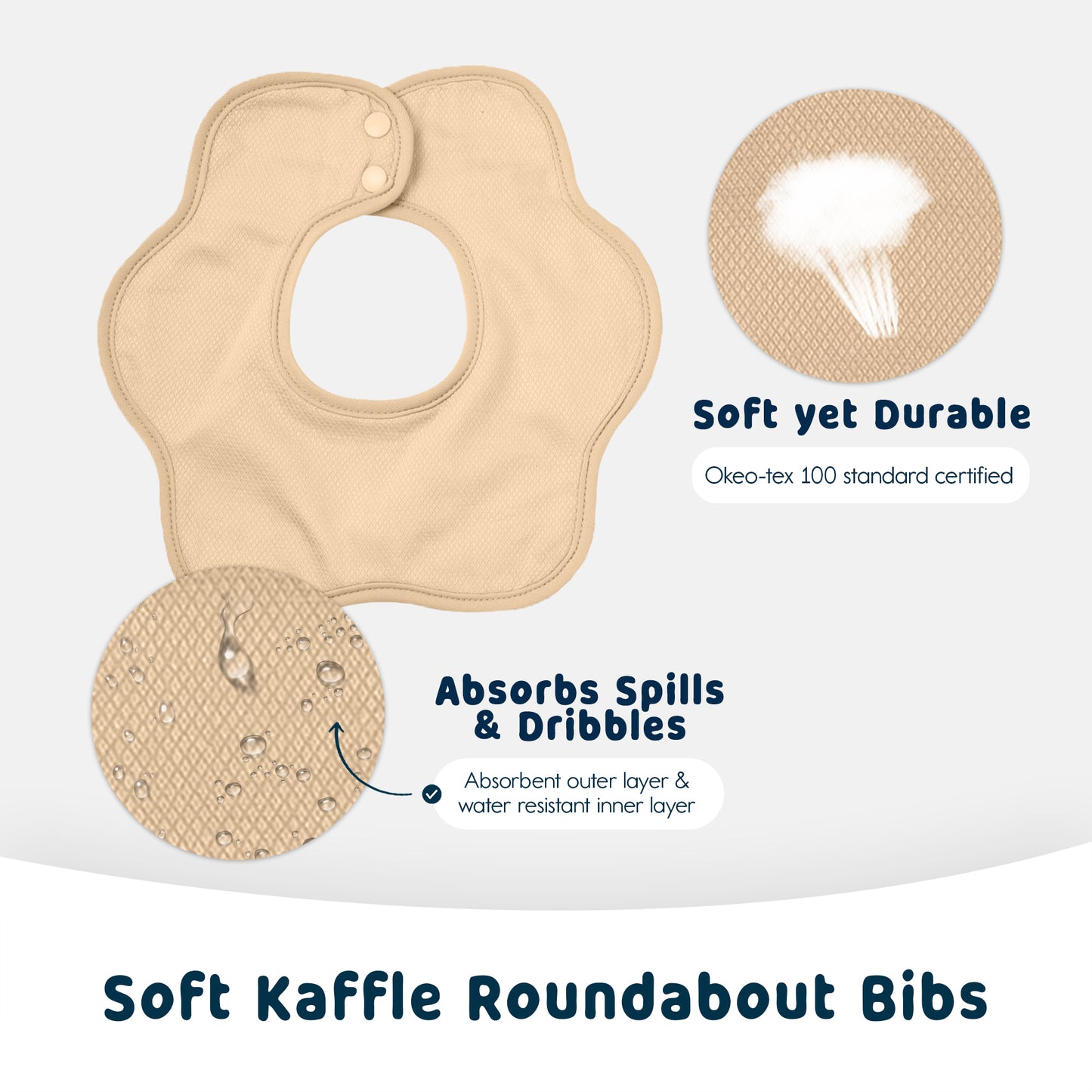 Tiny Twinkle - Kaffle™ 花瓣形防水围嘴口水巾 3 Pack - Light Netural Set