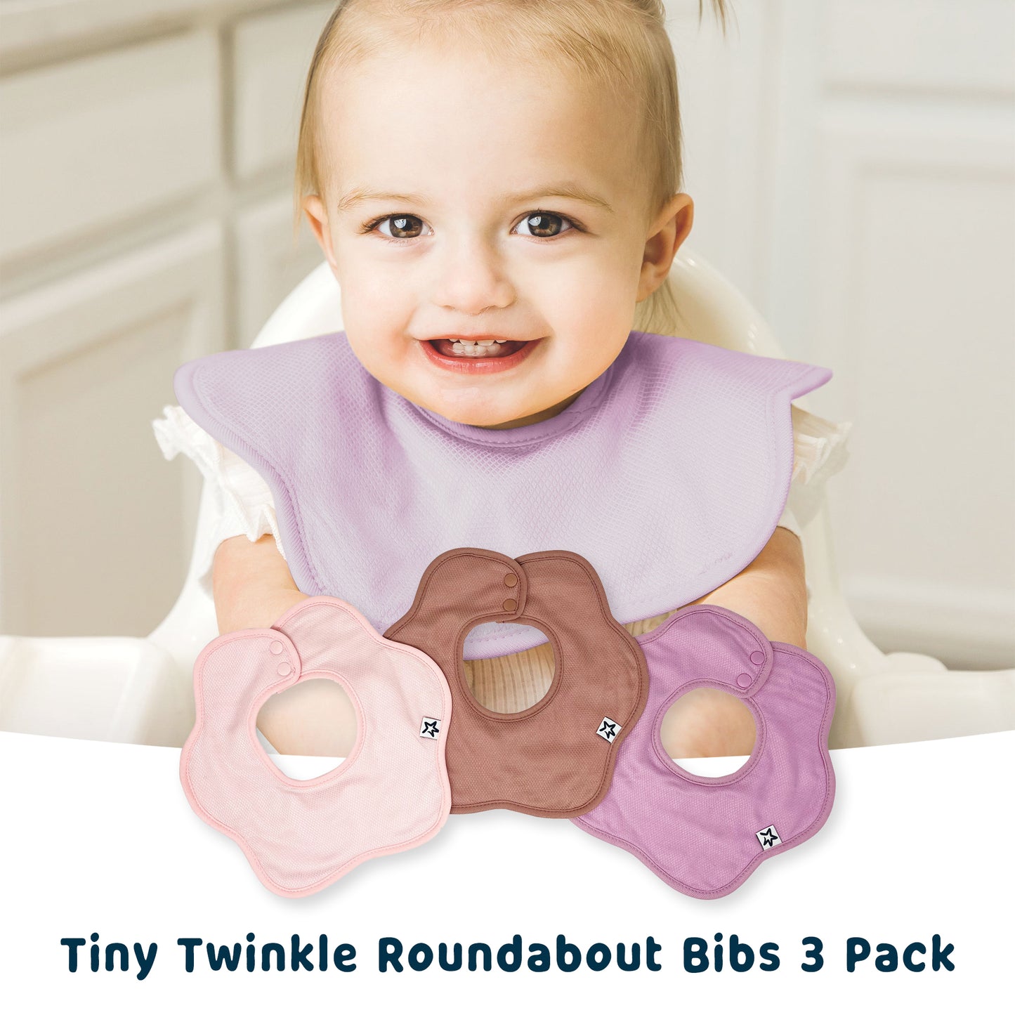 Tiny Twinkle - Kaffle™ 花瓣形防水围嘴口水巾 3 Pack - Pink Set