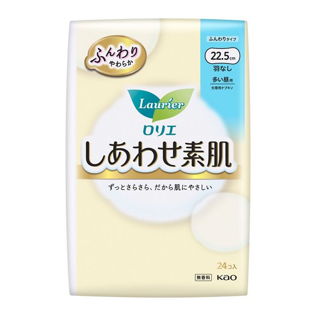 花王乐而雅F系列 素肌 低刺激 日用无翼卫生巾 22.5cm*24片
