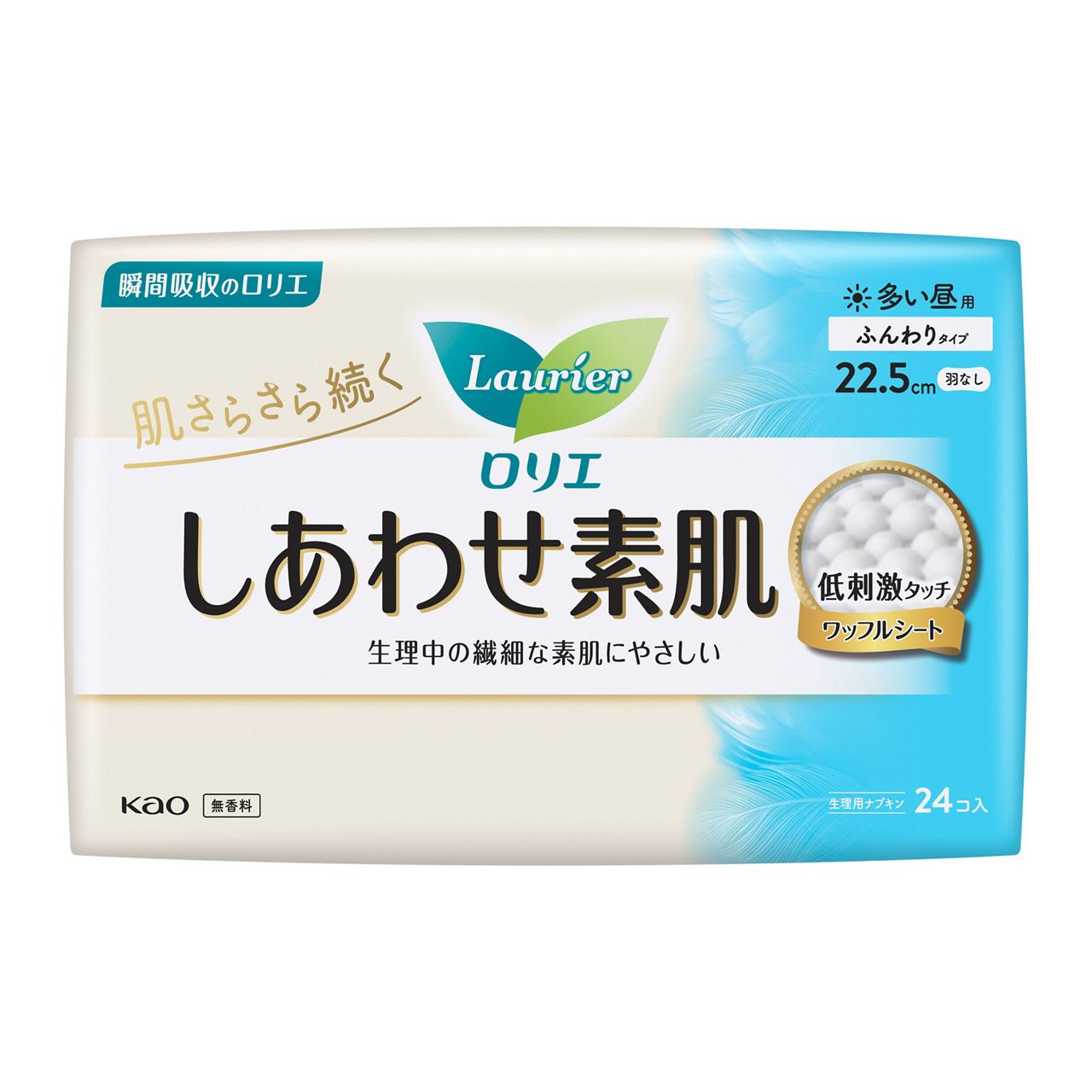 花王乐而雅F系列 素肌 低刺激 日用无翼卫生巾 22.5cm*24片