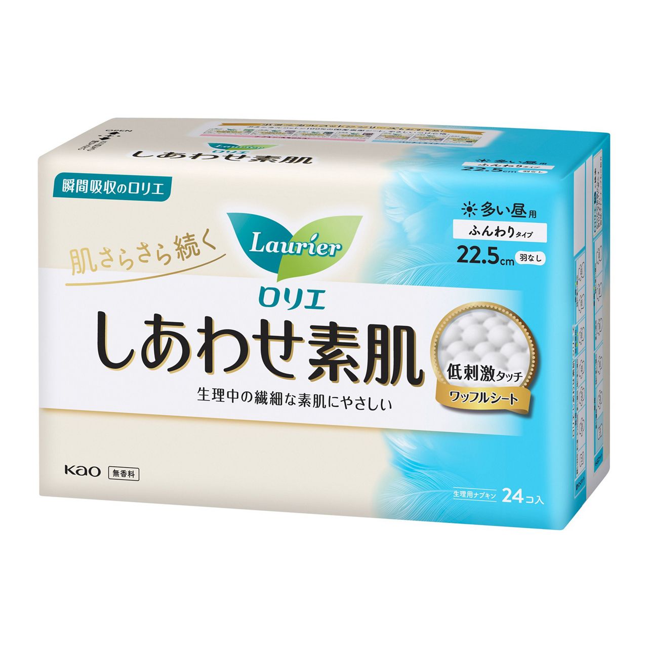 花王乐而雅F系列 素肌 低刺激 日用无翼卫生巾 22.5cm*24片