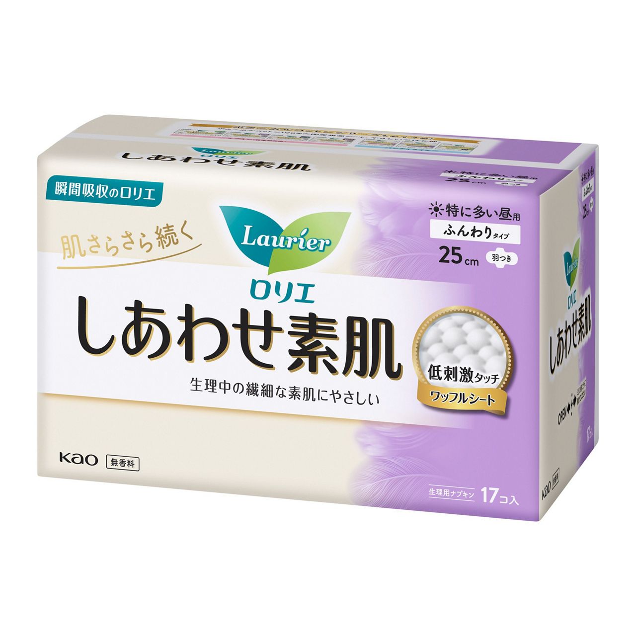花王乐而雅F系列 素肌 低刺激 量多日用有翼卫生巾 25cm*17片