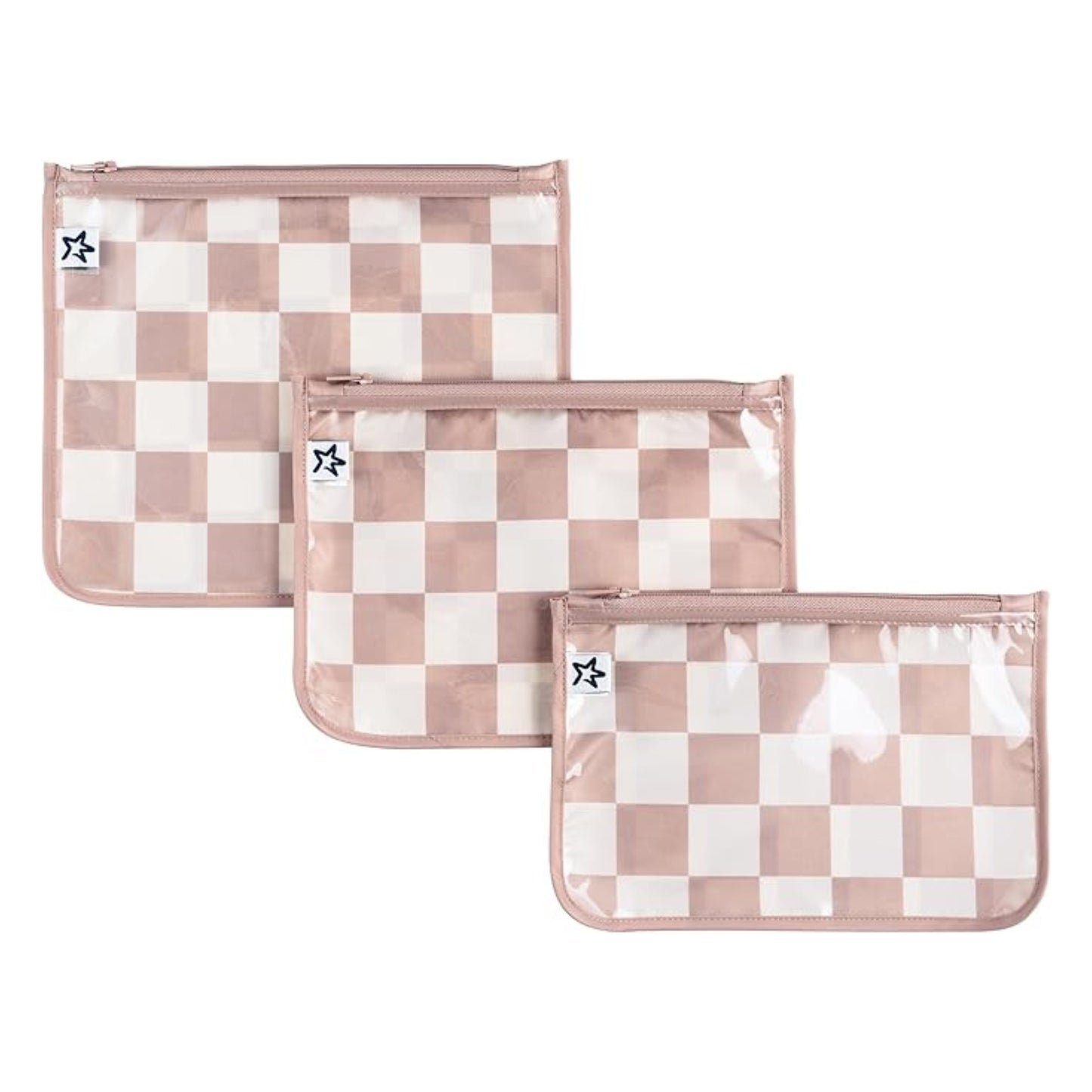 Tiny Twinkle - 透明旅行收纳袋 3件套 - Beige Checkers
