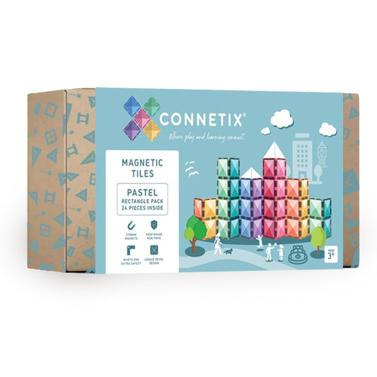 Connetix Tiles - 粉彩长方形套装 24片