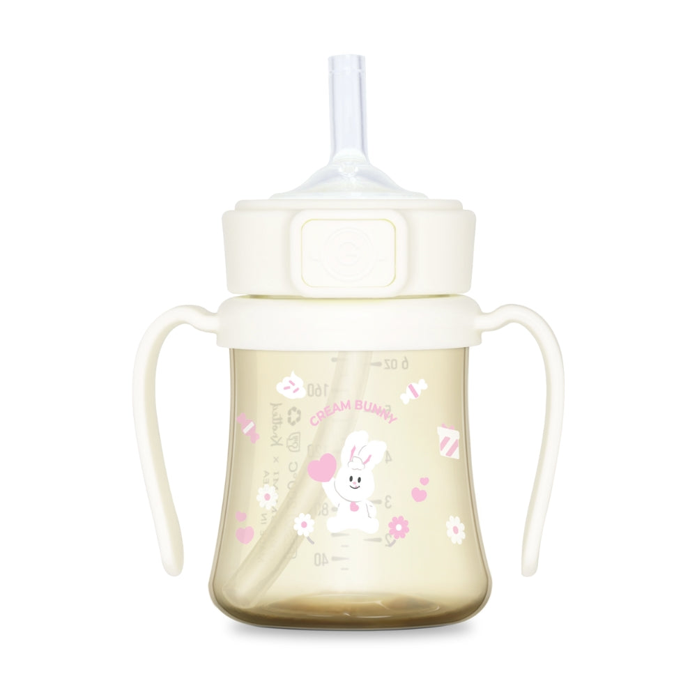 格罗咪咪 - PPSU 奶油兔 吸管杯 200ml - 牛奶白