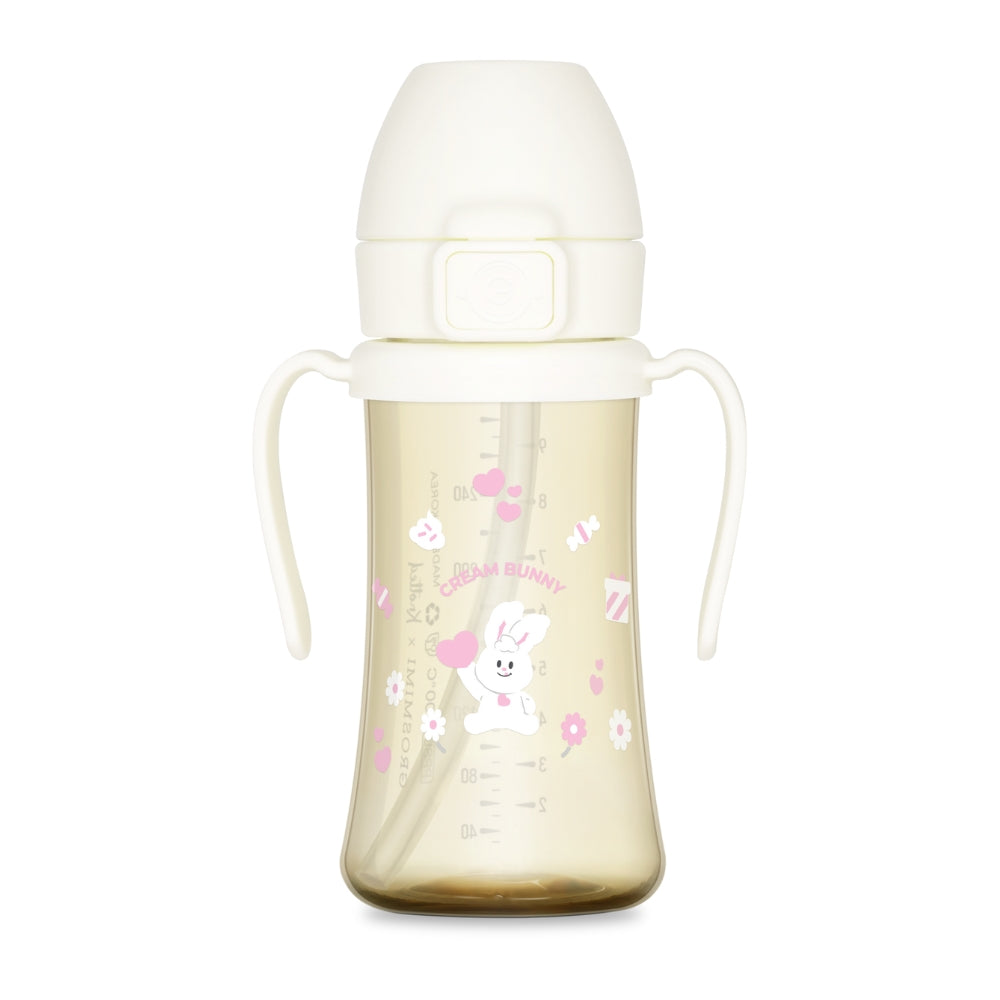 格罗咪咪 - PPSU 奶油兔 吸管杯 300ml - 牛奶白