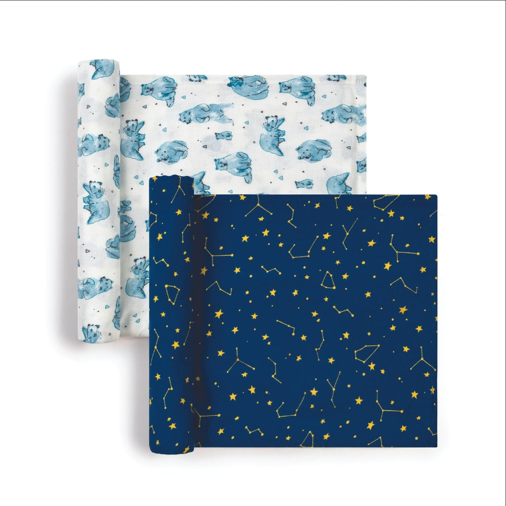 Tiny Twinkle - Kaffle™裹巾盖毯 2件套 - Bear & Constellations Set