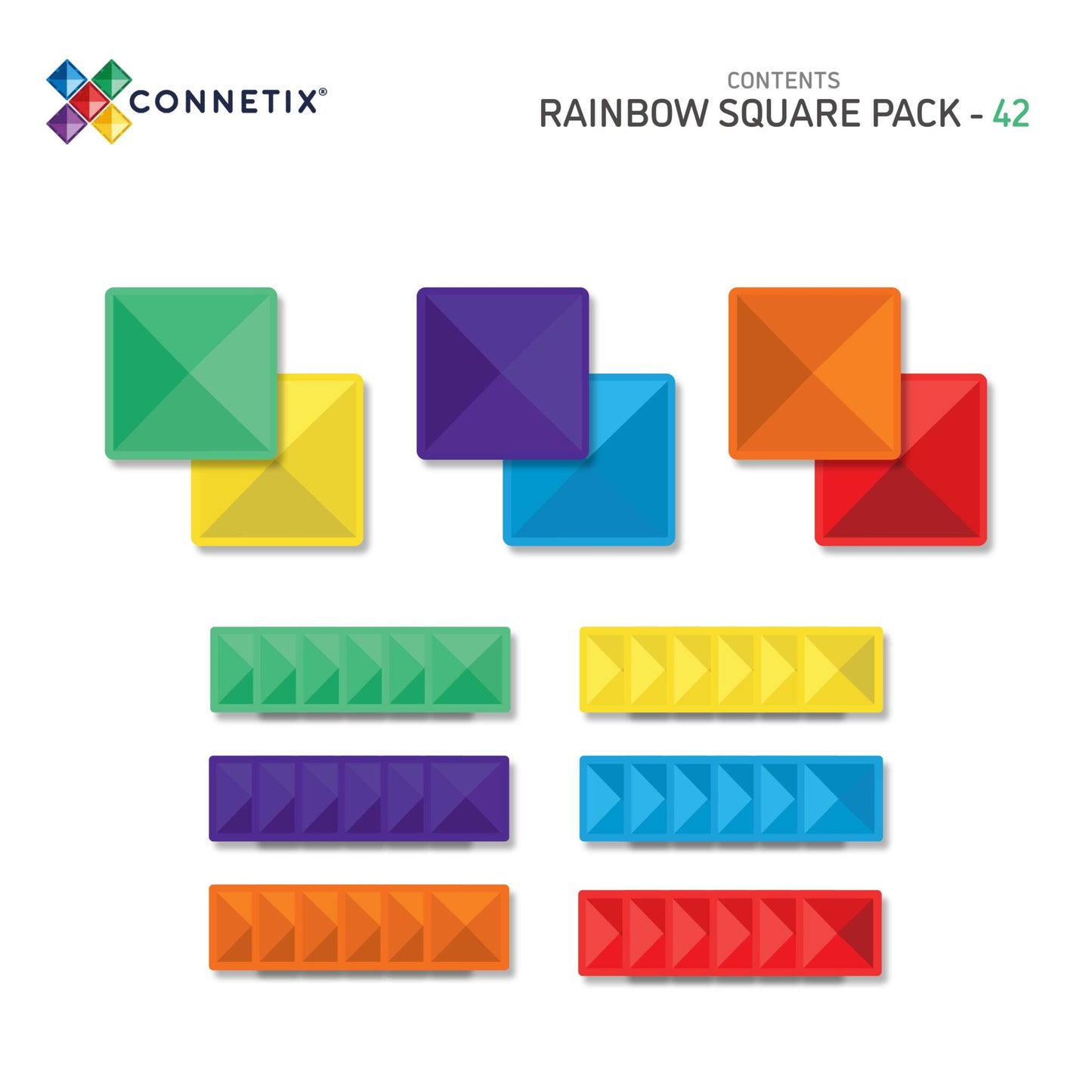 彩虹磁力片Rainbow Square Pack - 42片
