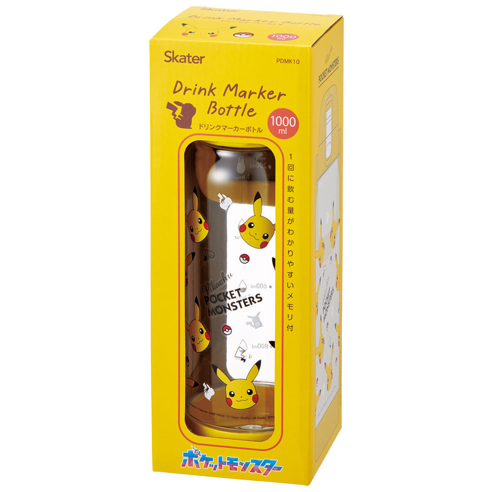 Skater - 直饮水杯 1升 - Transparent Pocket Monster Pikachu Face