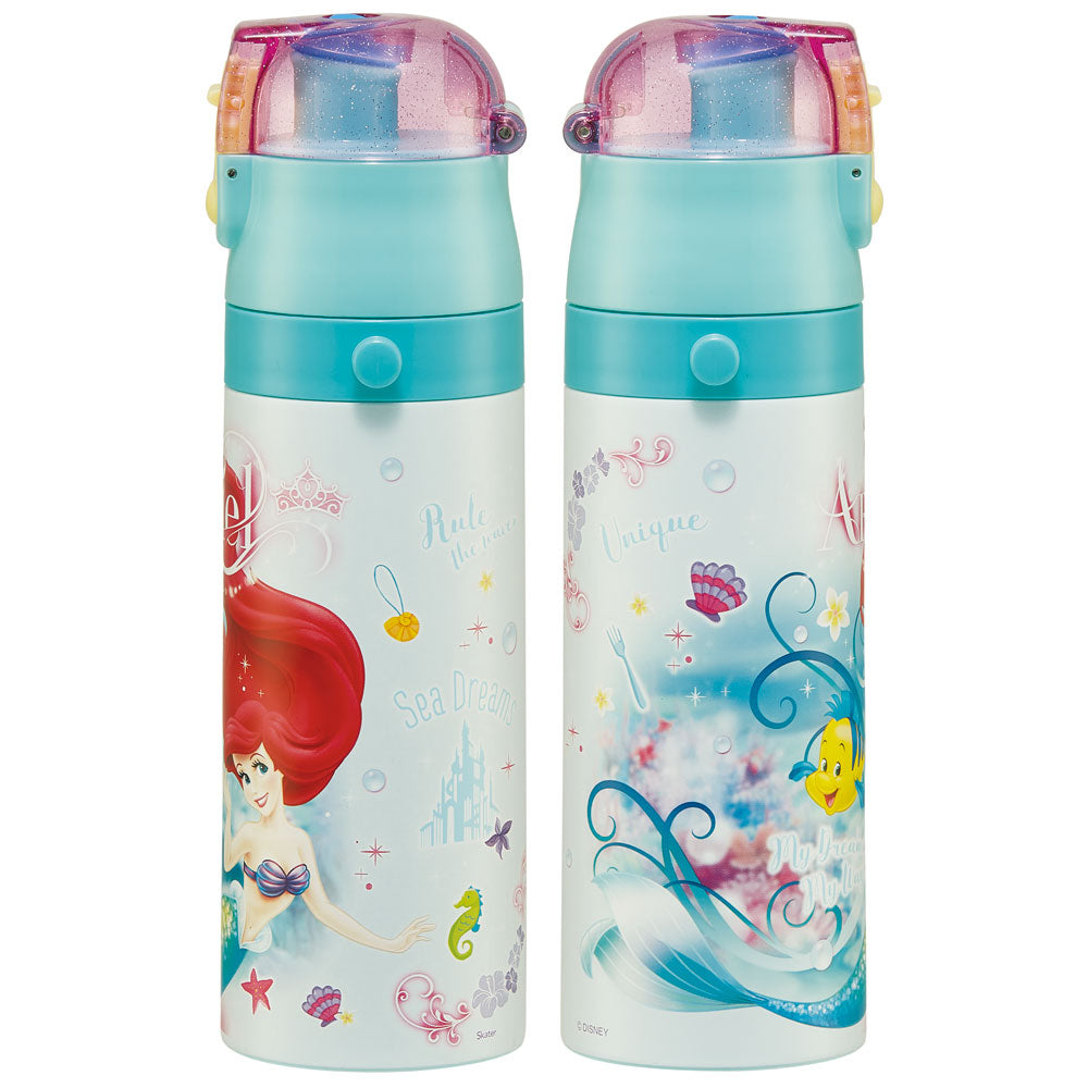 Skater - 一键按压不锈钢直饮水杯 470ml - The Little Mermaid Ariel