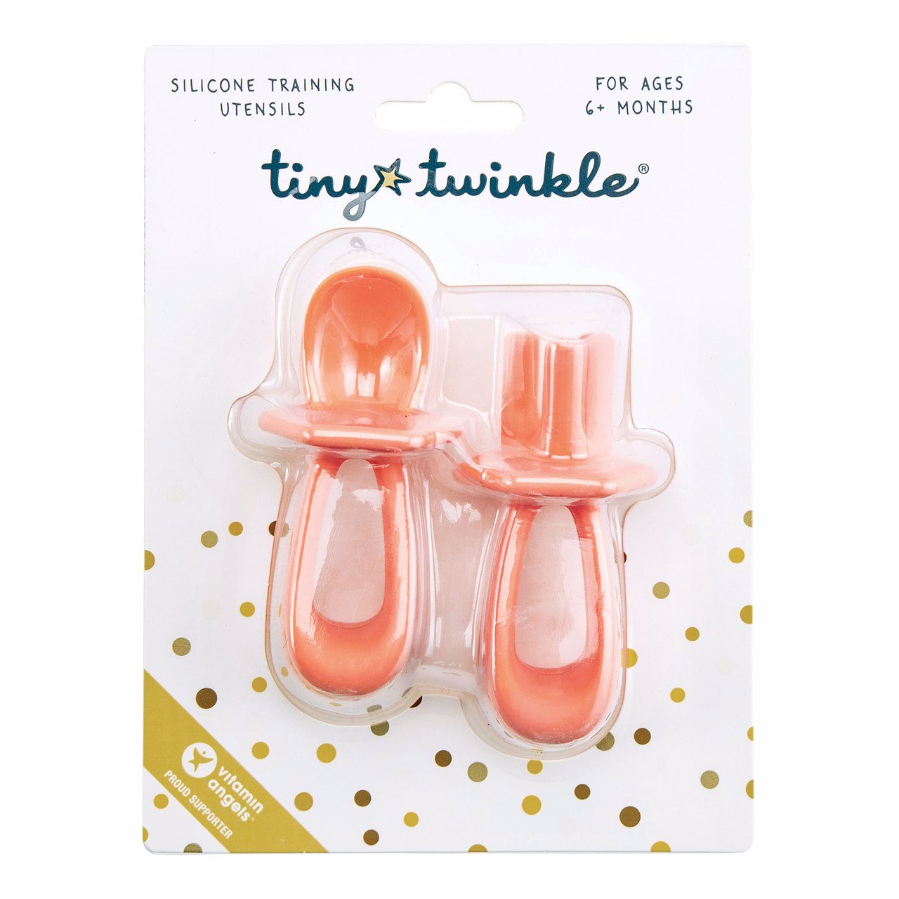 Tiny Twinkle - 宝宝硅胶训练叉勺 - Coral