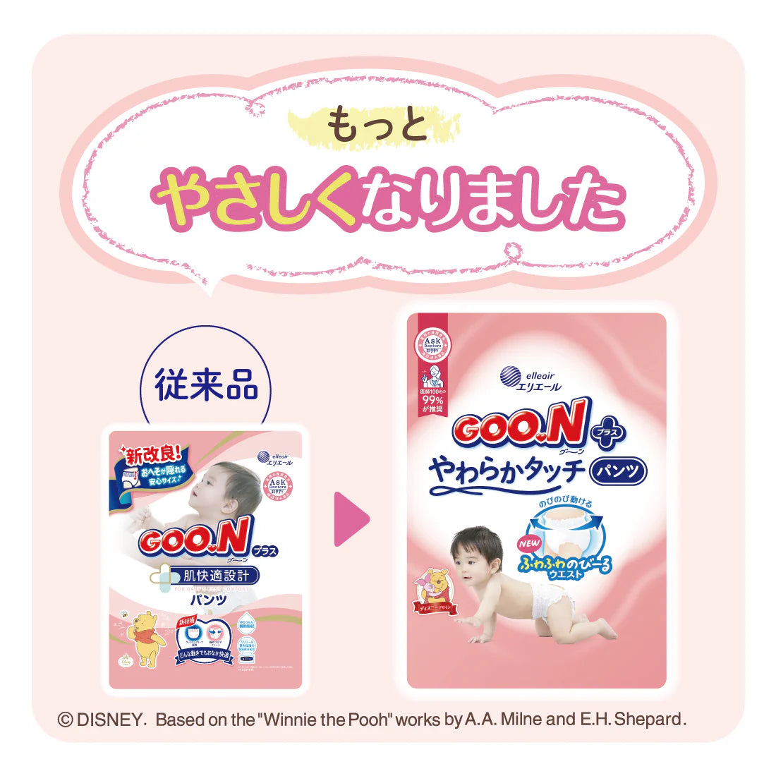 Goon Plus - 大王柔软触感纸尿裤 - M码拉拉裤 52片入