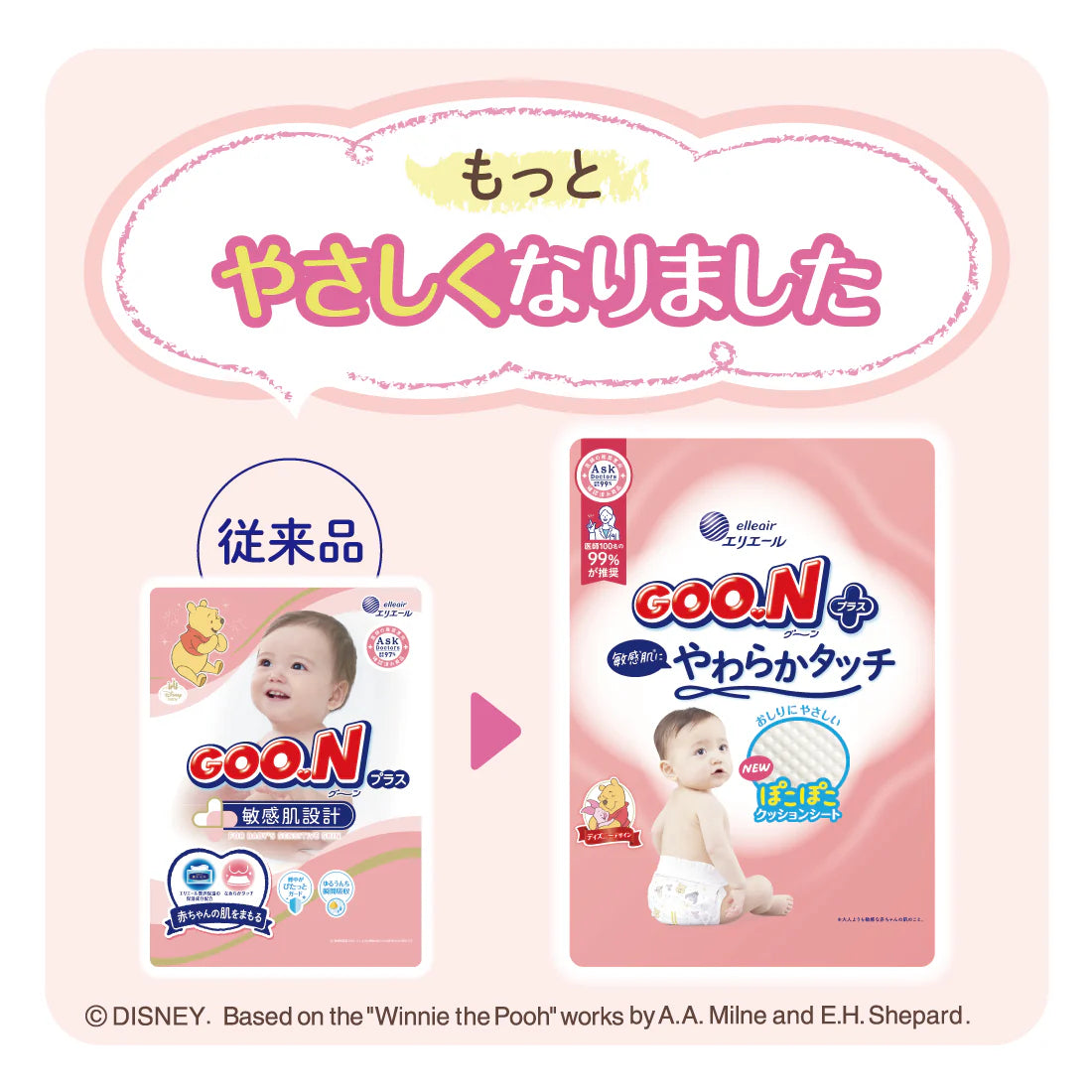 Goon Plus - 大王柔软触感专为敏感肌纸尿片 - NB码 贴片 68片入