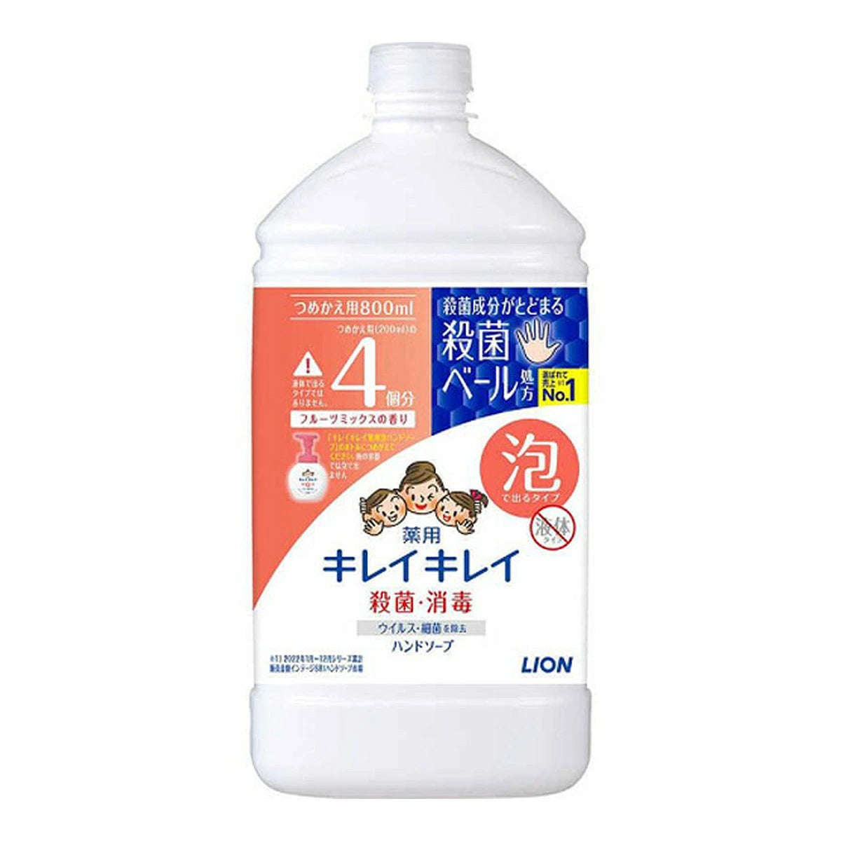 LION狮王 - Kirei Kirei 泡沫洗手液(水果混合香型)补充装 大瓶 800ml
