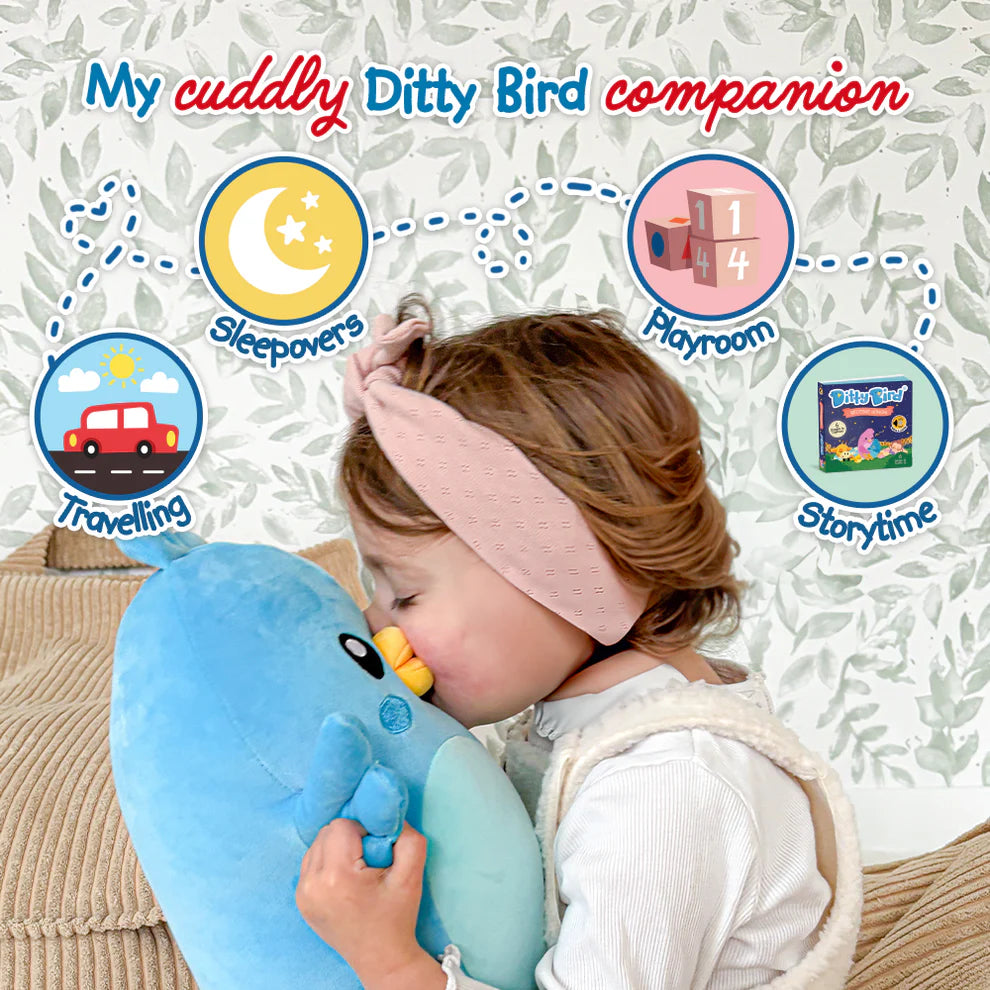 Ditty Bird - 软乎乎的小蓝鸟玩偶 - 30cm高