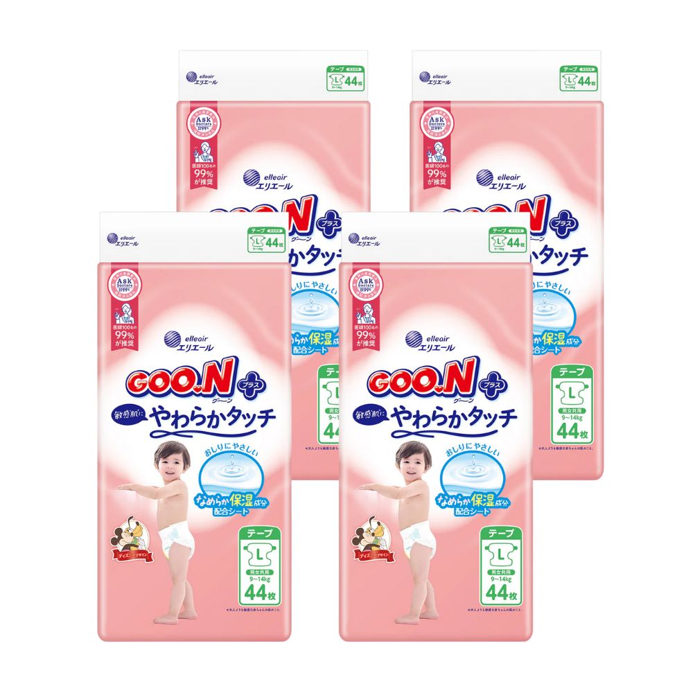 Goon Plus - 大王柔软触感专为敏感肌纸尿片 - L码 贴片 44片入