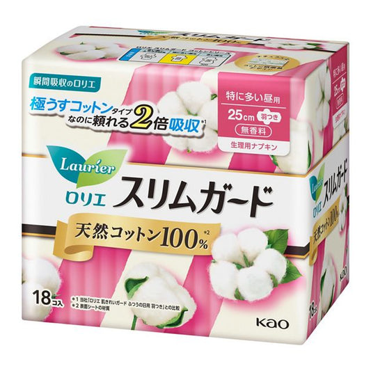 花王乐而雅 Slim Guard零触感系列 - 日用天然棉 25cm 18片入