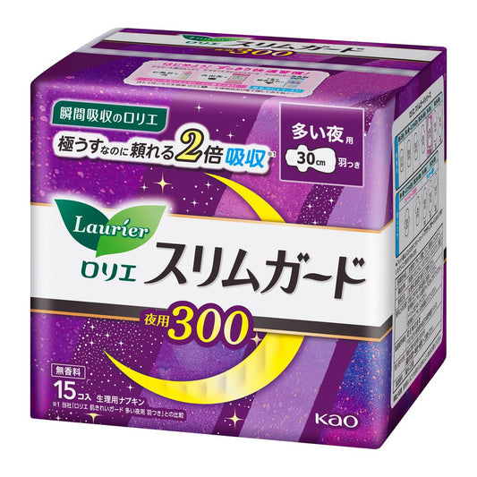 花王乐而雅零触感系列 超薄瞬吸 夜用卫生巾 有翼款 30cm *15片
