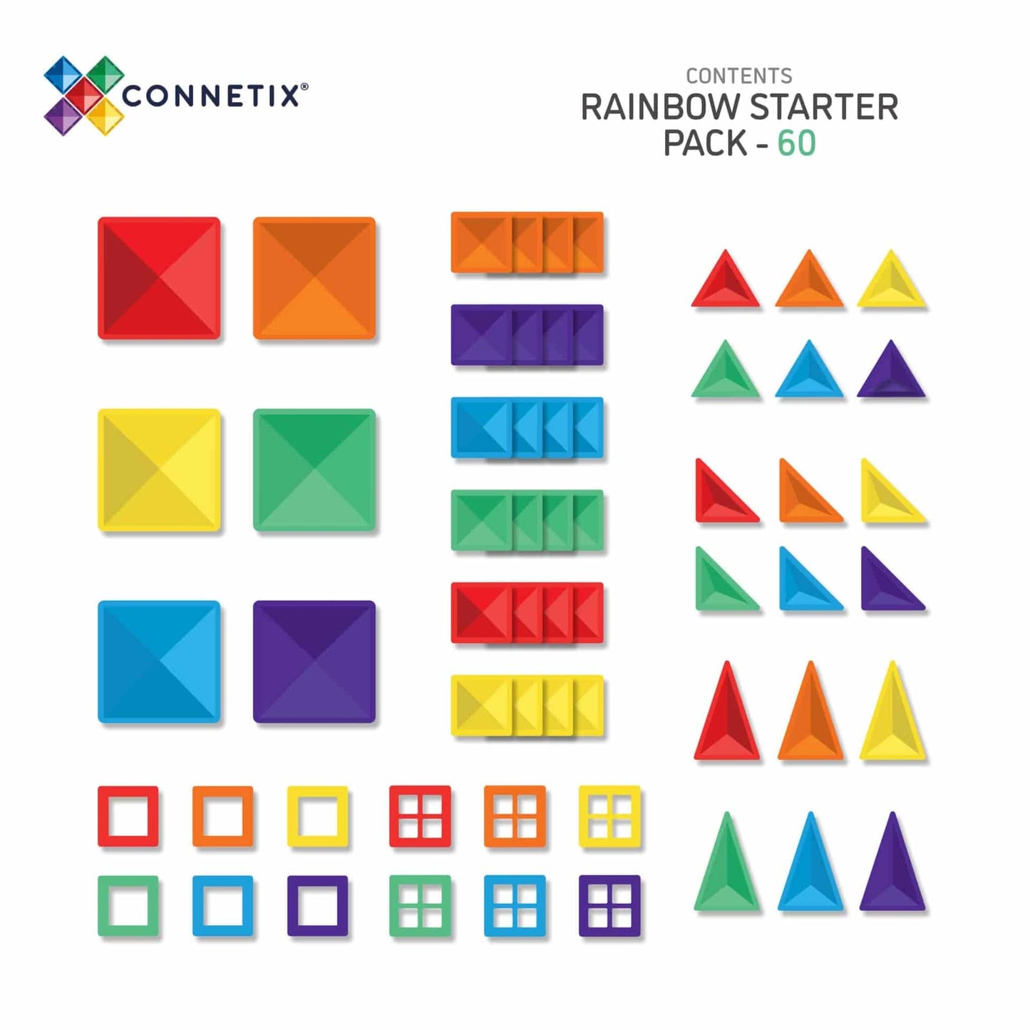 Connetix Tiles - 彩虹入门套装 60片