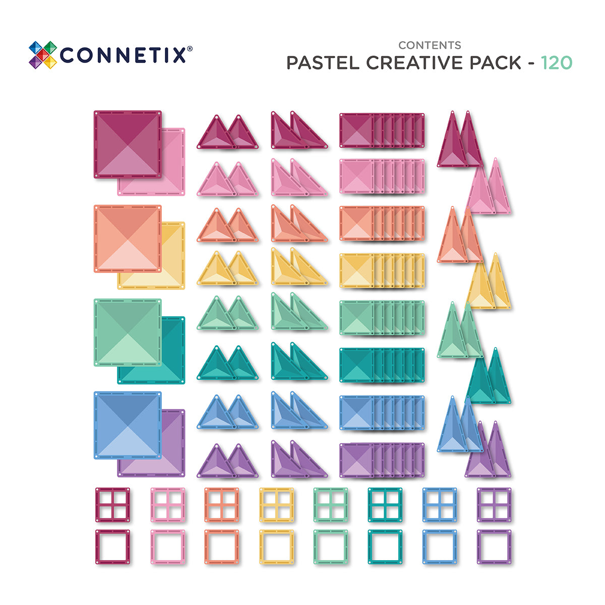 Connetix Tiles - Pastel Creative pack 120片