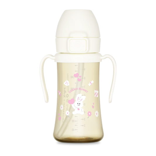 格罗咪咪 - PPSU 奶油兔 吸管杯 300ml - 牛奶白