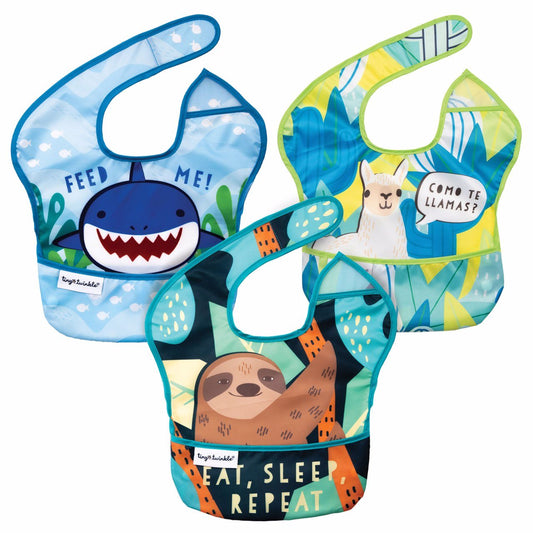 Tiny Twinkle - 防水便携围兜3件套 - Llama, Sloth, & Shark Set