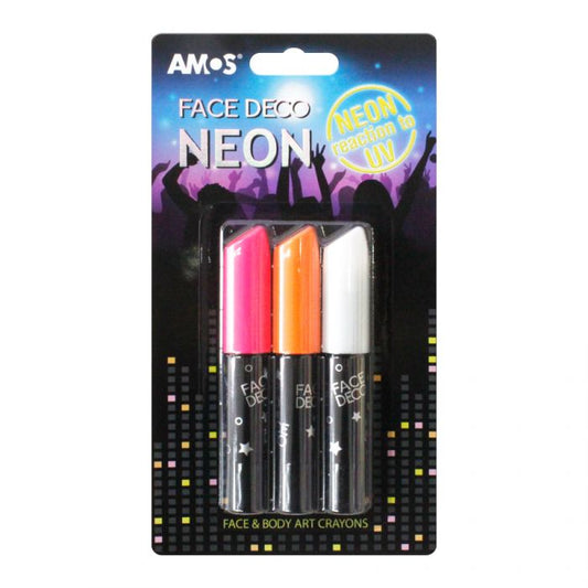 AMOS - 面部彩绘笔 Neon 霓虹色 3支装