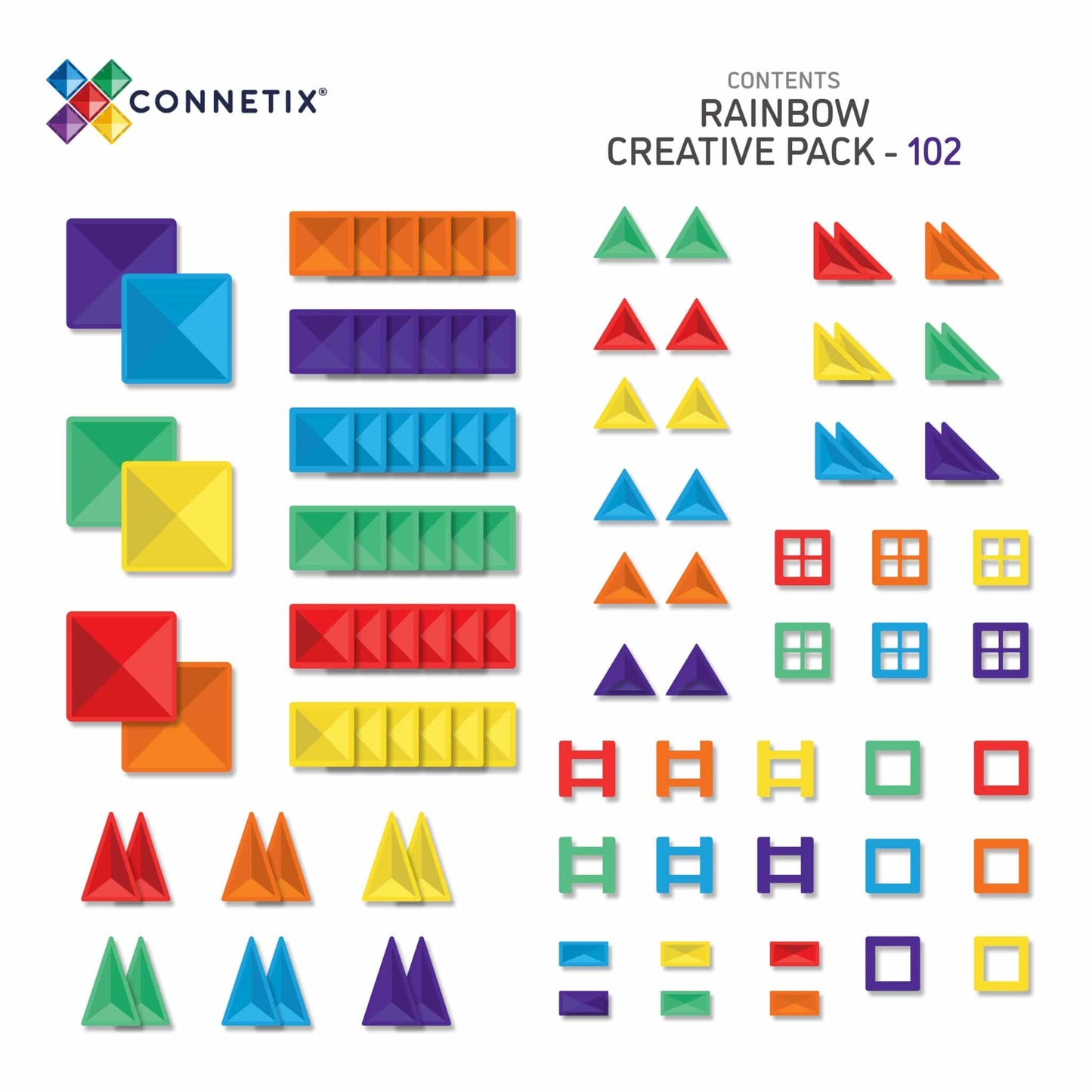 Connetix Tiles - 彩虹磁力片Rainbow Creative Pack - 102片