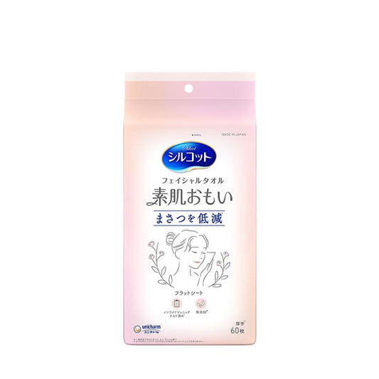 尤妮佳 - Silcot 洗脸巾面部洁面巾 素肌おもい 日常款 - 60片 - 日本制