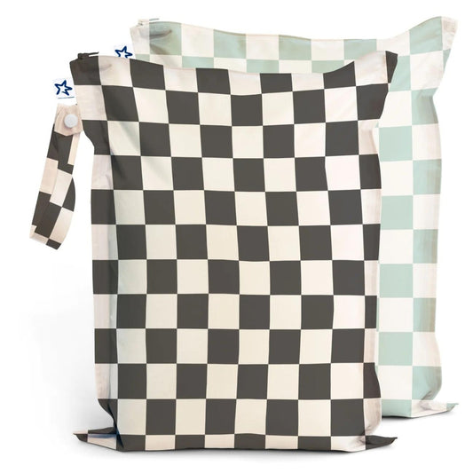 Tiny Twinkle - 尿布脏衣包2件装 - Black & Sage Checkers