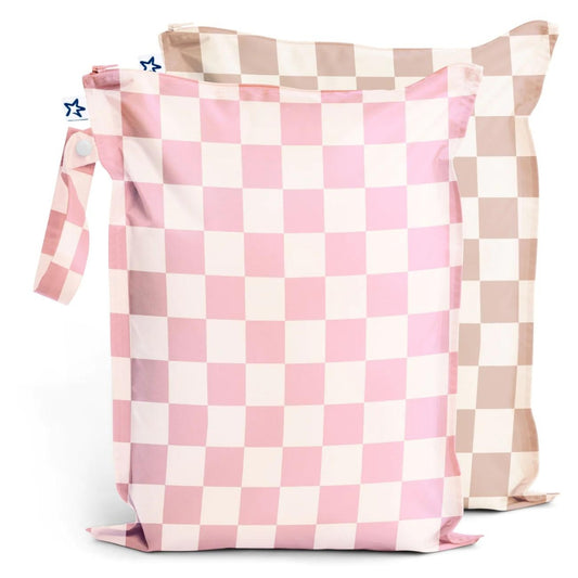 Tiny Twinkle - 尿布脏衣包2件装 - Pink & Beige Checkers