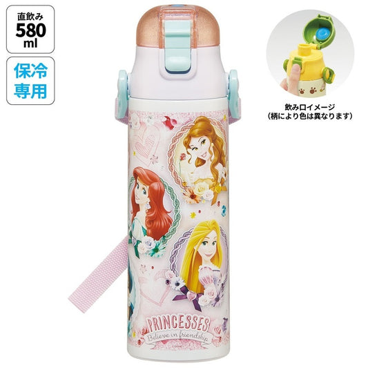 Skater - 一键按压不锈钢直饮水杯 580ml - Disney Princess