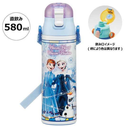 Skater - 一键按压不锈钢直饮水杯 580ml - Frozen Warm Heart Warm Wishes