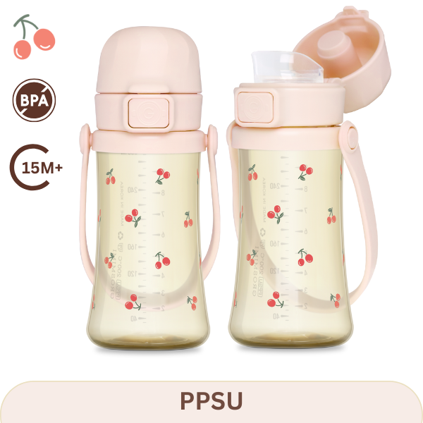 Grosmimi 格罗咪咪 - Cherrish PPSU 儿童随行杯 300ml - 蜜桃粉（Sweet Peach）