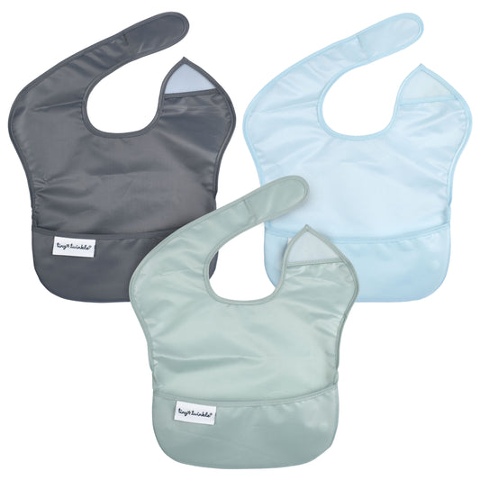 Tiny Twinkle - 防水便携围兜3件套 - Solid Sage, Charcoal, Ice Blue