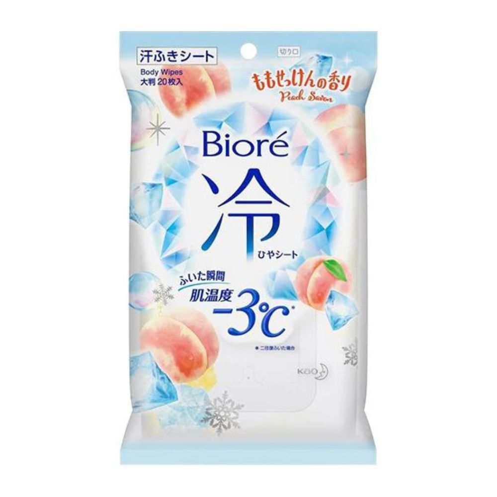 花王 Bioré - 冷敷身体湿巾 桃子味 - 20 片
