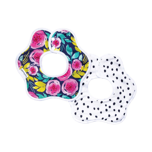 Tiny Twinkle - Kaffle™ 花瓣形防水围嘴口水巾  - Painted Peony Set of 2