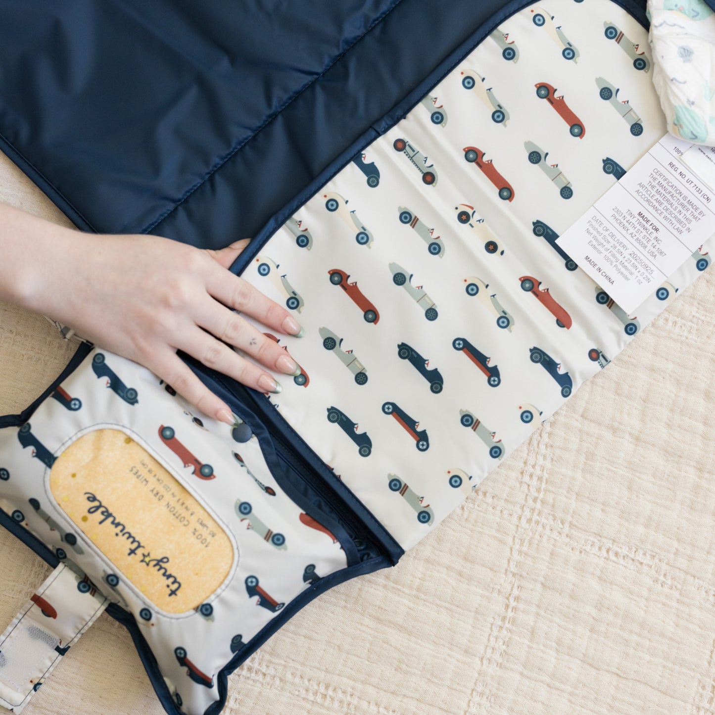 Tiny Twinkle - Portable Nappy Changing Pad - Vintage Cars