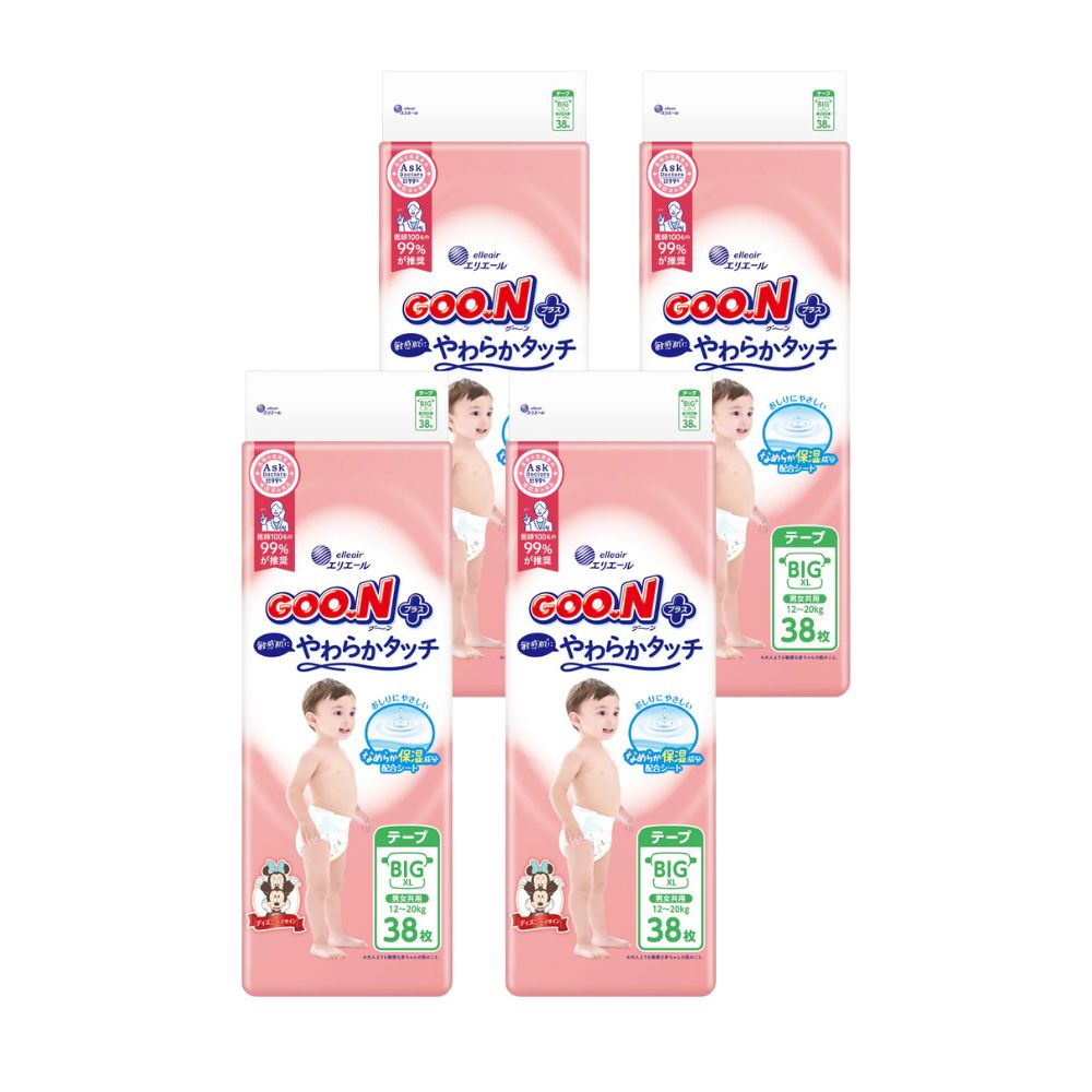 Goon Plus - 大王柔软触感专为敏感肌纸尿片 - XL码 贴片 38片入