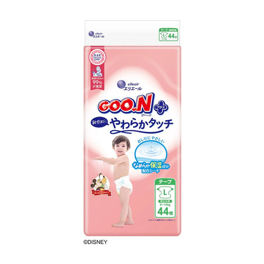 Goon Plus - 大王柔软触感专为敏感肌纸尿片 - L码 贴片 44片入