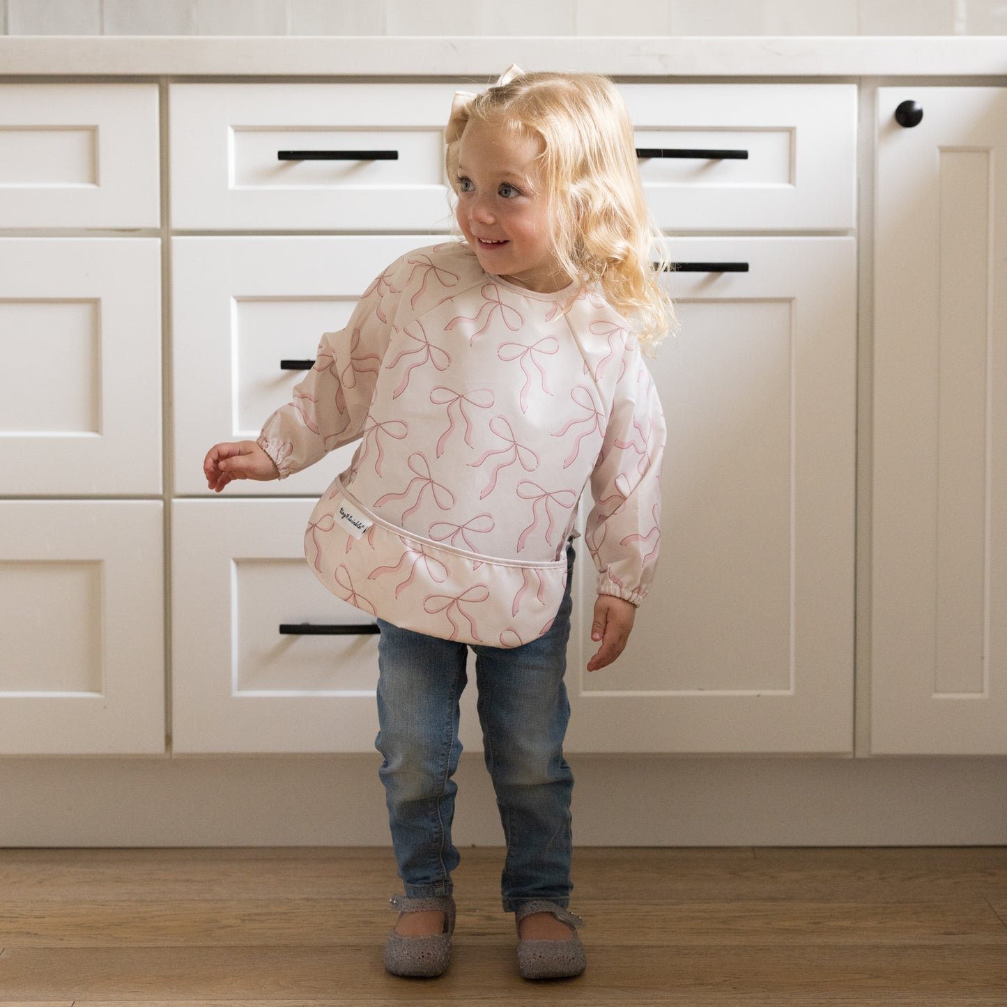 Tiny Twinkle - Full Sleeve Bib - Bows - Small for 6-24 Months